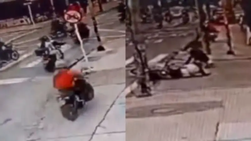 Motociclista en Bogotá causa accidente al invadir andén y huye del lugar del siniestro