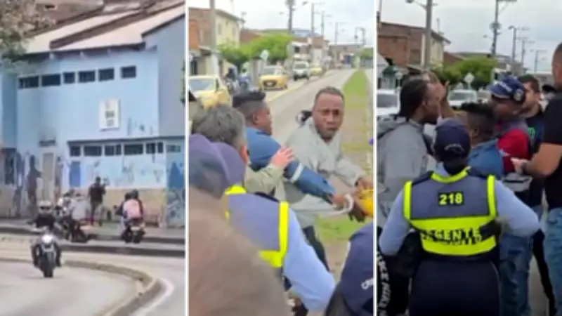 Nueva agresión a guarda de tránsito en Cali: motociclista lo atropelló y regresó a insultarlo