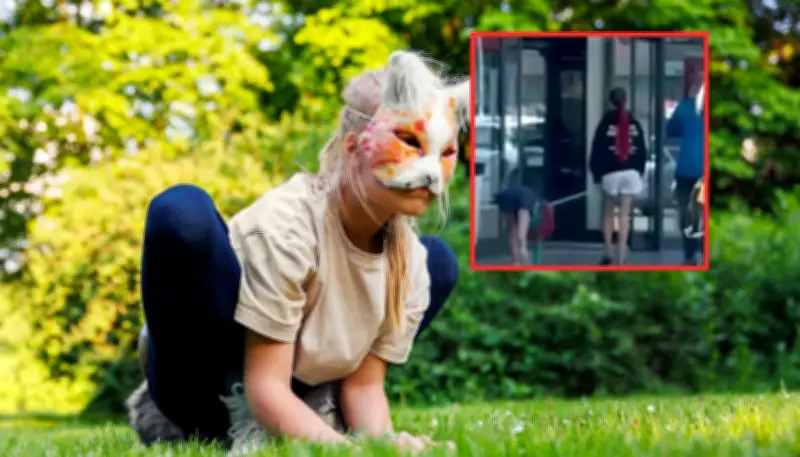 Polémica en España: mujer pasea a su pareja 'therian' con correa como si fuera mascota