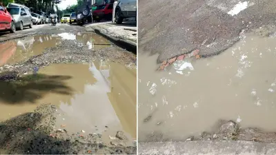 Huecos gigantes en barrio Caldas de Cali afectan movilidad escolar y vecinal