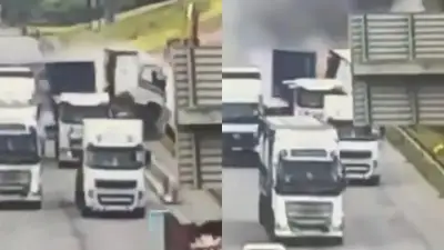 Impactante video: camión estalla tras ser arrollado por otro en trágico accidente vial
