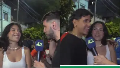 Periodista argentino se ilusiona con turista alemana, pero novio colombiano le roba escena viral