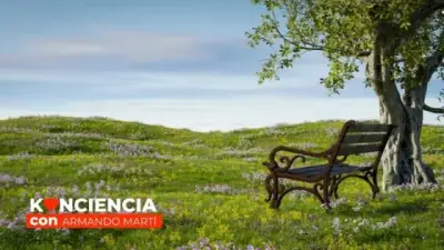 Un hombre encuentra la paz interior al detenerse y escucharse en un parque