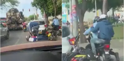 Violento atraco a padre e hijo en semáforo de Santa Marta captado en video