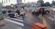 Accidente en Suba deja carro volcado y dos heridos en calle 100 con carrera 53