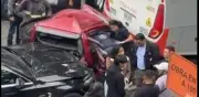 Fuerte accidente múltiple en Autopista Norte de Bogotá: bus y dos carros colisionan