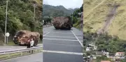 Gigantesca piedra cae en la Panamericana de Nariño: milagro evita tragedia