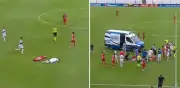 Impactante choque en partido uruguayo: jugador argentino evacuado en ambulancia tras colisión