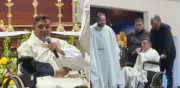 Padre Chucho aparece en silla de ruedas tras cirugías múltiples y tranquiliza a sus seguidores