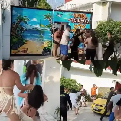 Batalla campal de turistas en Coveñas: mujer pierde traje de baño en violento altercado