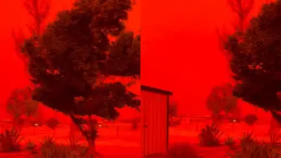 Ciclón Narelle transforma el cielo australiano en un espectáculo rojo 'apocalíptico'