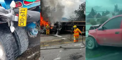 Cuatro accidentes viales en Cundinamarca dejan un fallecido, heridos y un tractocamión incendiado