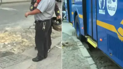 Gigantesco hueco y alcantarilla colapsada ponen en riesgo a conductores en Bogotá