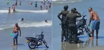 Hombre lavó su moto en el mar de Cartagena y enfrenta multa superior a $700 mil por contaminación