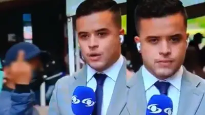 Periodista de Noticias Caracol recibe gesto ofensivo durante transmisión electoral en vivo