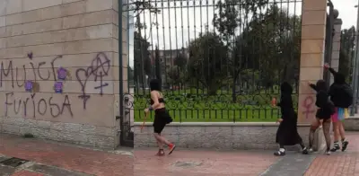 Protesta del 8M en Bogotá deja daños en calle 26: buses SITP y muros vandalizados