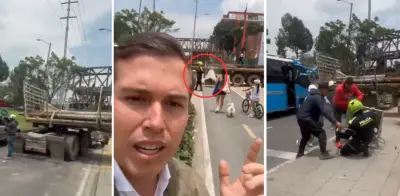 Video capta caída de tolva sobre escolta policial durante denuncia de concejal en Bogotá