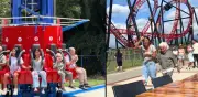 Abuela se vuelve viral por disfrutar atracciones extremas del Parque del Café con sus nietas