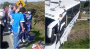Accidente de bus con hinchas de Millonarios en vía Bogotá-Tunja deja heridos