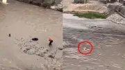 Bombero perdió la vida en Perú al intentar rescatar perrito atrapado en caudaloso río