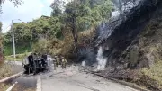 Explosión de carrotanque con GLP en vía Bogotá-La Calera moviliza a bomberos y policía