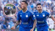 Hinchas de Millonarios protagonizan emotivo banderazo en Medellín antes del partido clave