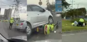 Vehículo con múltiples comparendos arrolla a agente de tránsito en Bogotá al evadir retén