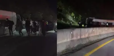 Accidente grave en vía Bogotá-La Vega: bus se volcó tras salir de la carretera