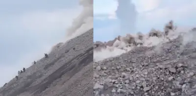 Turistas escalan volcán activo en Guatemala y son sorprendidos por explosión
