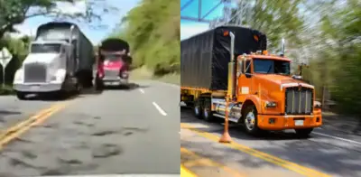 Video viral: tractomula adelanta en zona prohibida y casi causa choque frontal en carretera