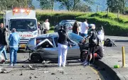 Aparatoso choque múltiple en vía Zipaquirá-Cajicá deja cinco lesionados y caos vial