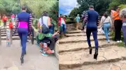 Hombre sube cerro de Monserrate en tacones durante Semana Santa y genera polémica en redes