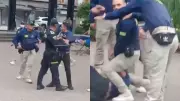 Polémica en Medellín por video de gestores de seguridad golpeando a ciudadano en el Parque Bolívar