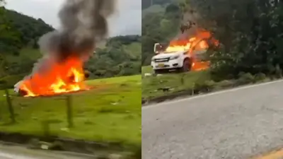 Ataque armado en San Rafael, Antioquia: dos heridos y camioneta quemada