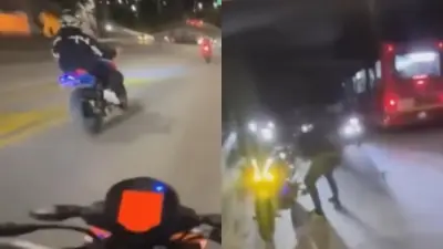 Imprudencia de motociclistas en carril de TransMilenio termina en grave accidente