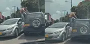 Conductor agrede a patadas a otro tras choque en Bogotá frente a un policía