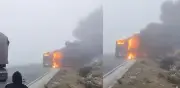 Hombres del ELN incendian bus en vía Bogotá-Cúcuta: no hay heridos
