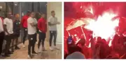 Imponente banderazo de la hinchada del América en Bogotá antes del duelo contra Santa Fe