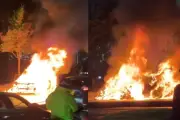 Incendio destruye camioneta BMW X5 en el norte de Bogotá