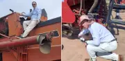 Experto en maquinaria agrícola revive cosechadora antigua sin repuestos