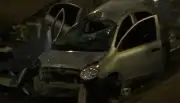 Persecución en Puente Aranda: auto cae en caño, tres heridos