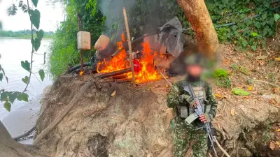 Ejército destruye maquinaria minera ilegal del Clan del Golfo en Antioquia