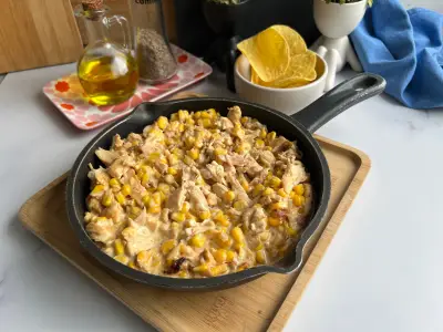 Receta de desgranado de pollo con papas fritas en 35 minutos