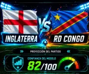 Inglaterra tiene 72% de opciones de vencer a RD Congo en el Mundial 2026